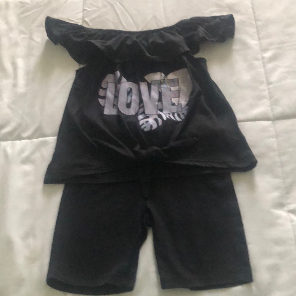 Girls 2-Pieces Black Matching Shorts Set